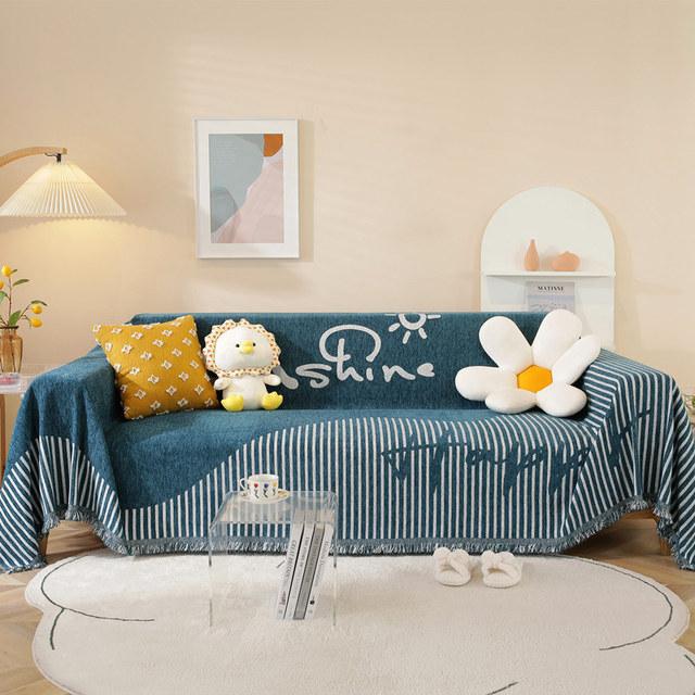 Modern Simple Stripe Fringe Couch Cover 3 Seat Chenille Jacquard Single Chair Cover Recliner Slipcover Sofa Throw All -Season Pet