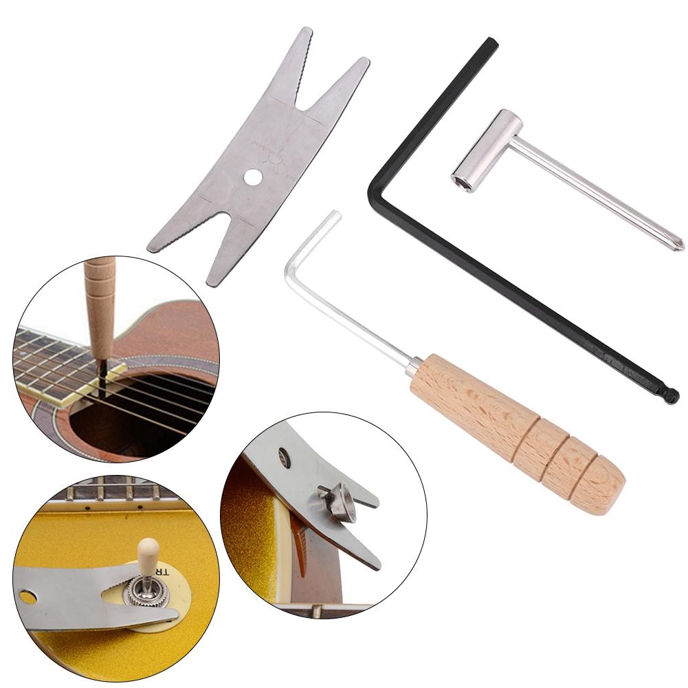 4Pcs Electric Guitar Repair Tool Metal Truss Bar Wood Handle Wrench Musical Instrument Accessories