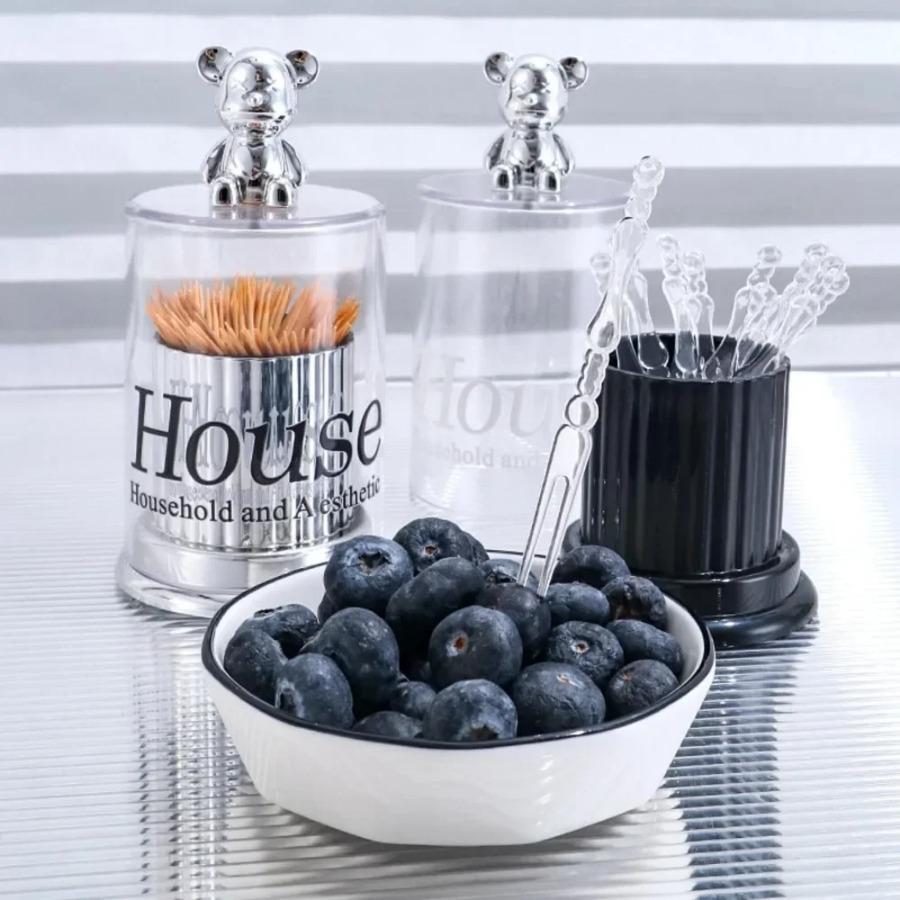 1 stuk Acryl Tandenstokerdoos Dispenser met Deksel – Leuke Multifunctionele Opbergpot voor Wattenbolletjes, Wattenstaafjes & Woondecoratie