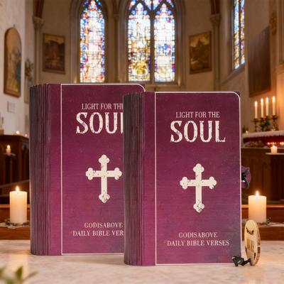 Coffret de Versets Bibliques Cartes d'Encouragement Quotidien avec Boîte de Rangement en Bois Dévotionnel Écriture Chrétienne