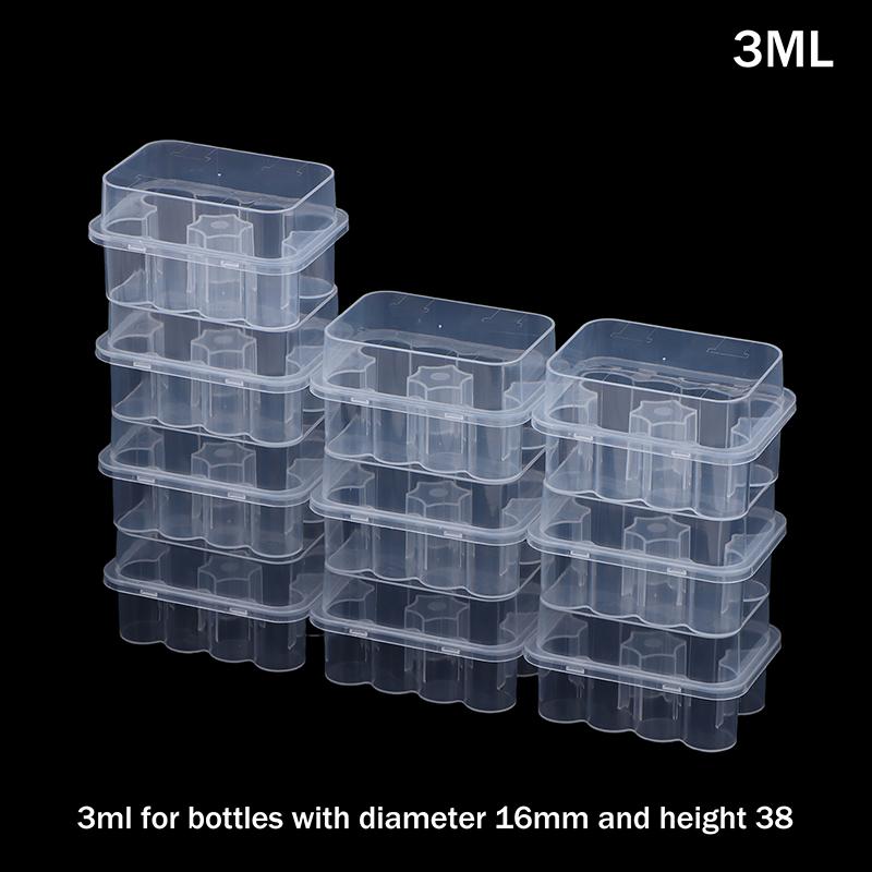 10Pcs 3ML/5ML 10-Slot Vial Storage Case Plastic Clear Microtube Storage Box Stackable Freezer Tube Box Diabetic Supplies