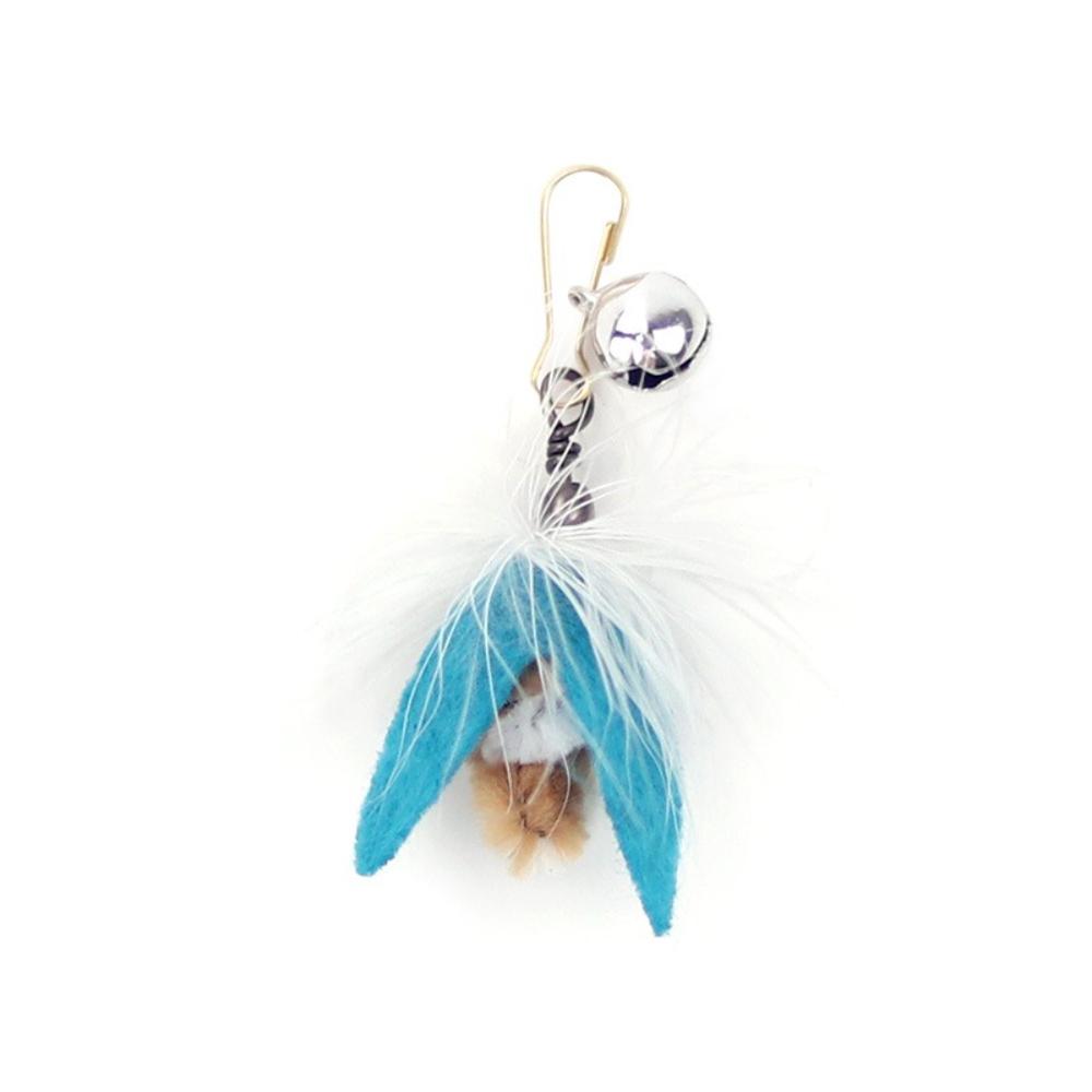 Simulation Insect Shapes Feather Cat Toy Replacement Head Kitten Cat Teaser Pet Toy синий