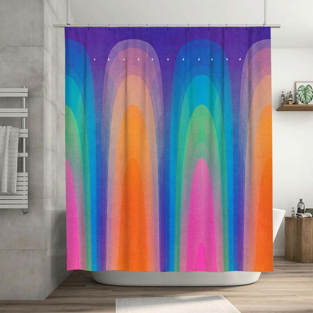 Colorful Gradient Bathroom Shower Curtain Modern Abstract Art Waterproof Fabric Decor