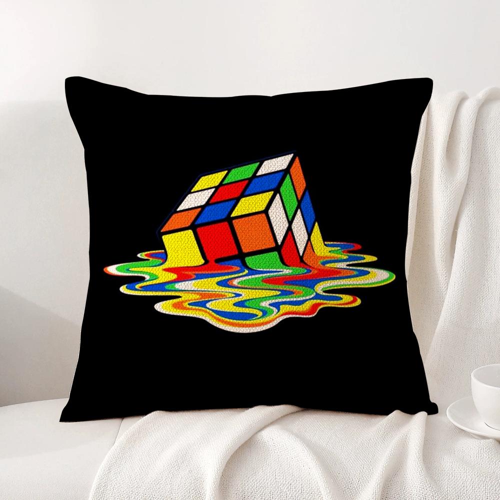 Game RRubik CCube Cushion Cover Natural Linen Organic Fabric DoubleSided Printing Sofa Home Decor Breathable Bed Pillow