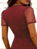 2026 Summer Elegant Women's Solid Color Mesh Short Sleeve Top