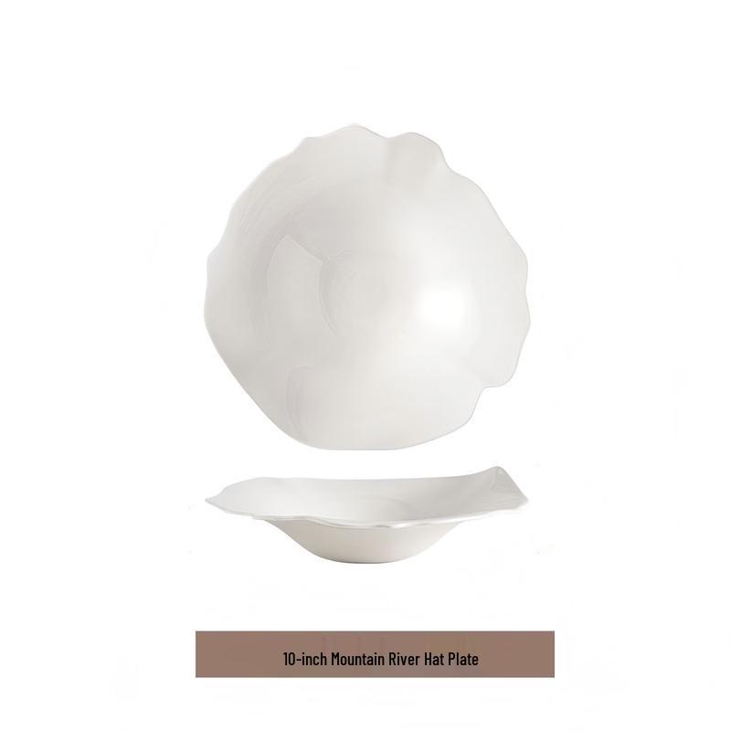 Abay 10-inch Pure White Ceramic Pasta Soup Plate