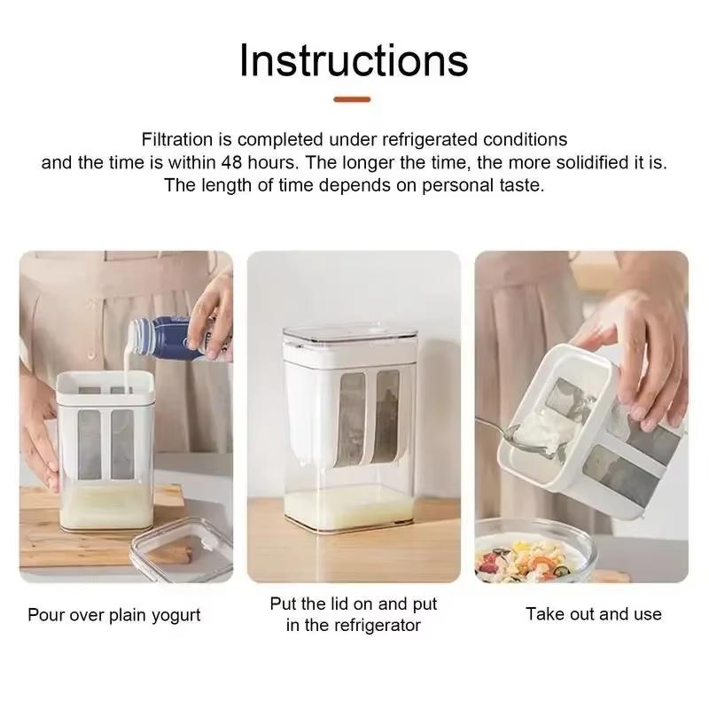 1100ml Joghurtfilter & Sieb Feinmaschig Transparente Box Hausgemachter Siebkäse Feuchtigkeitsabscheider Maker für Küche