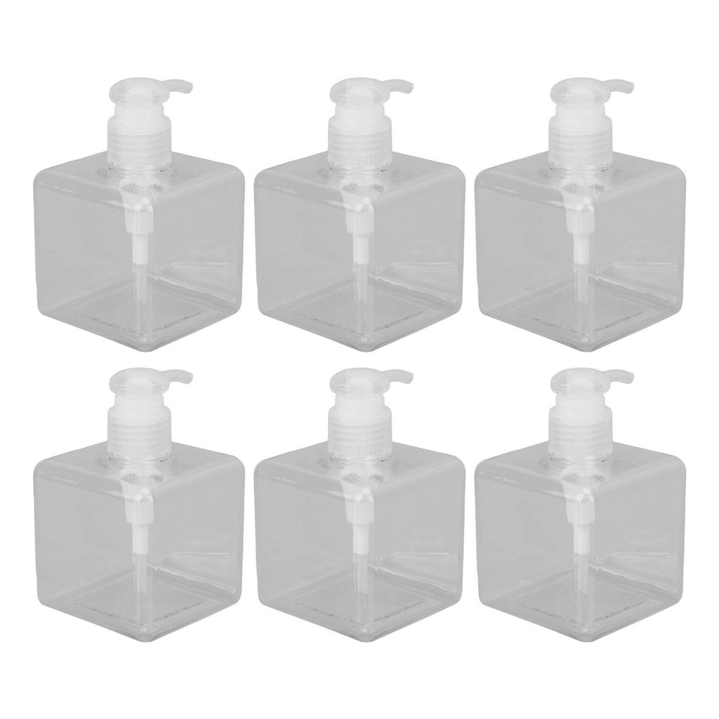 6 Stück Klare Pumpflaschen 250ml Flacher Quadratischer Körper Transparent Großer Durchmesser Tragbar Recycelbar