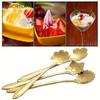 8PCS Stainless Steel Flower Spoon Golden Mini Utensils for Tea, Dessert, Sugar, Cake & Ice Cream - Dishwasher Safe Tableware Set