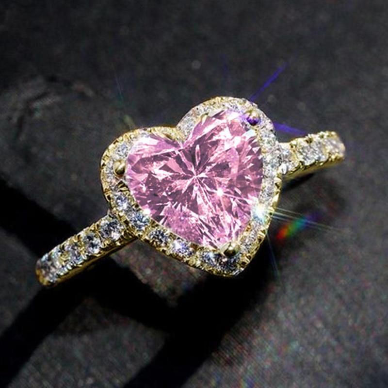 Classic Silver Color Heart Engagement Rings for Women White Red CZ Stone Inlay Fashion Jewelry Wedding Party Gift