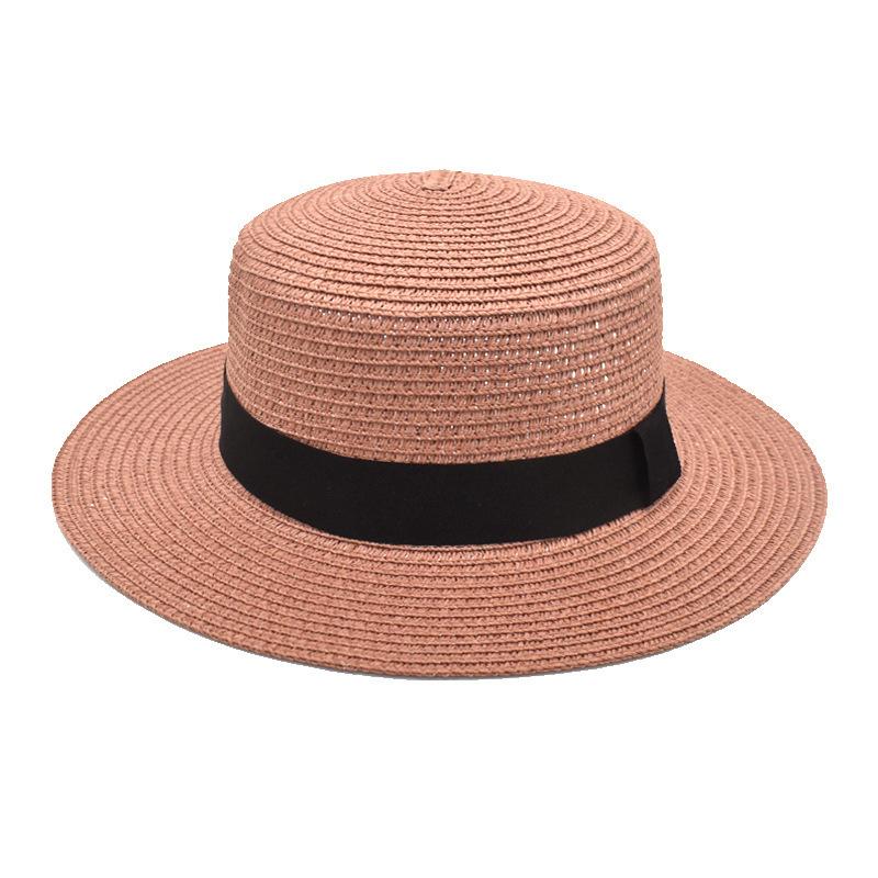 Summer Sun Protection Beach Flat Top Straw Hat Straw Shading Hat Beach Big Eaves Hat