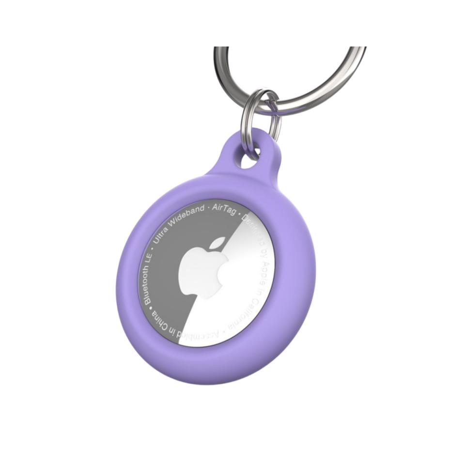 Apple AirTag silicone case with genuine leather texture for high-end fashion and premium protection.