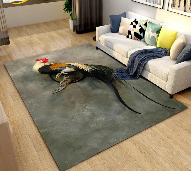 3D Rooster and Hen Chicken Carpet Bedroom Full Cover Living Room Rug Resistant To Dirt Easy To Maintain Soft Kitchen Decor Mat