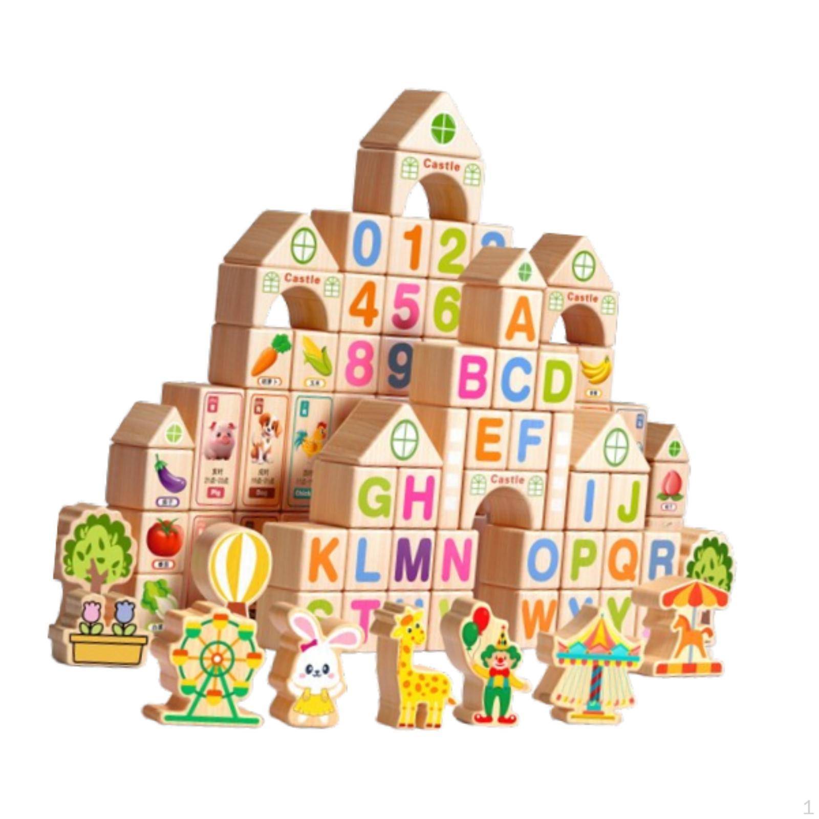 

Набор из 100 деревянных строительных блоков для изучения букв, цифр и форм, дошкольная игра для родителей Bag Packaging