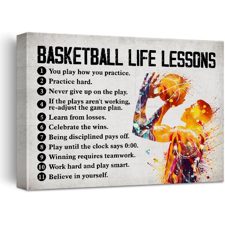 Hijie Basketball Poster Canvas Wall Art for Home Decor, pirational Canvas Print Painting, Basketball Gifts for Players and Lovers, 12x15 Inch