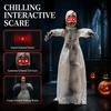 Glowing Eyes Walking Girl Doll White Clothes Swing Hanging Ghost Haunted House Prop  Entryway