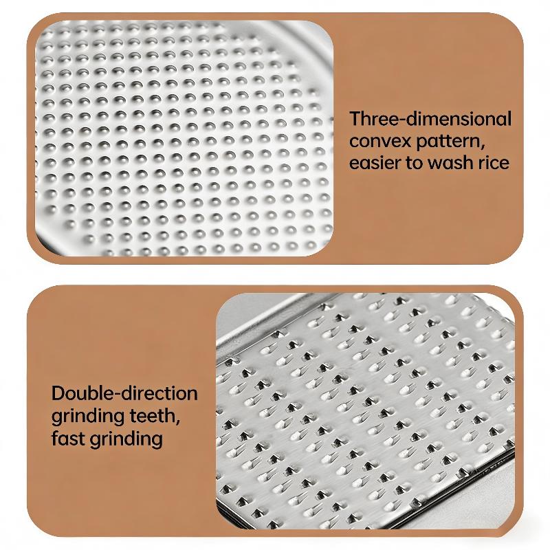 

Rice Washer Strainer Bowl With Vegetable Divider Tray, Stainless Steel Rinser Washing Bowl, Small Colander Rice серебряный