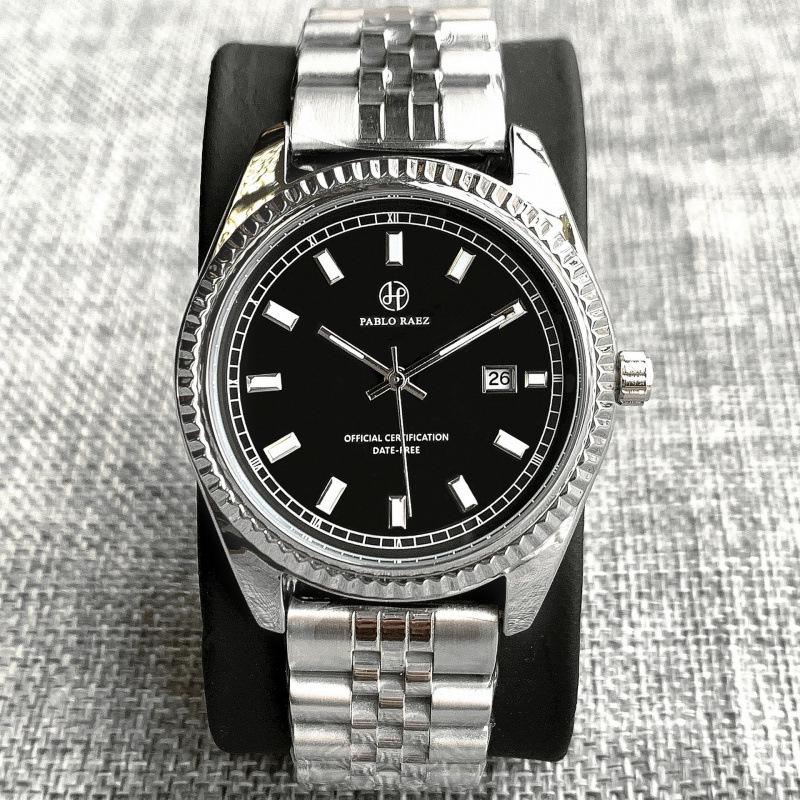 PABLO RAEZ Men's Quartz Business Casual Waterproof Steel Watch with Calendar