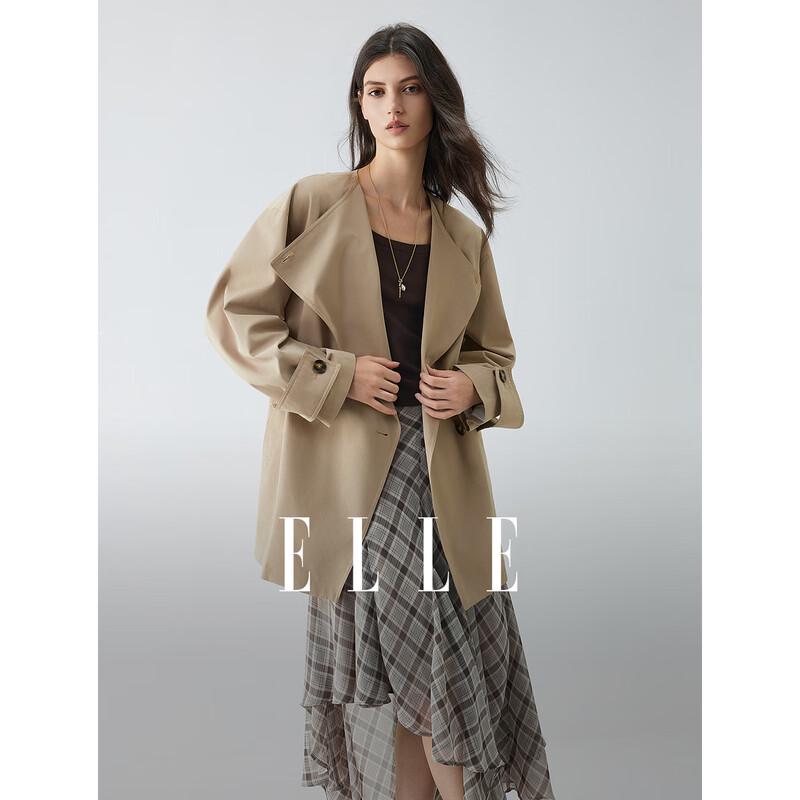 ELLE Women s Khaki Trench Coat L