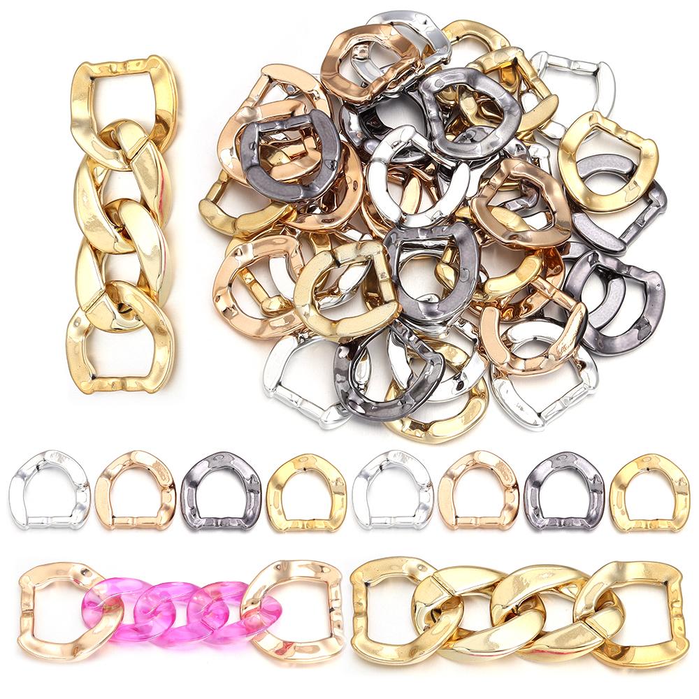 10pcs/bag Plated Acrylic Chain Tail Buckle Link Chain Connector For Jewelry Making Components Woman Handbag Parts Accessories