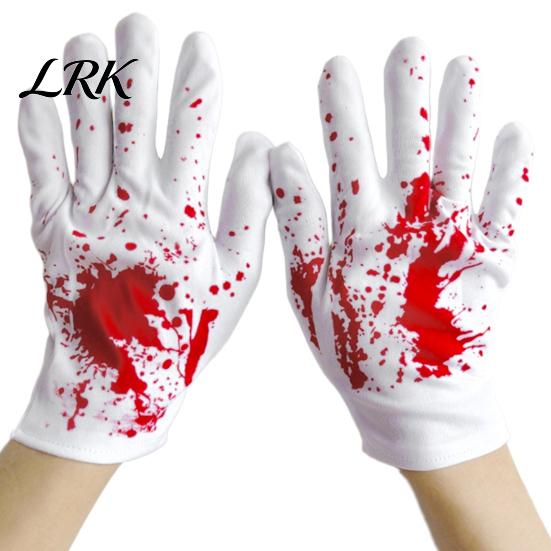 Festive Atmosphere Decorations Halloween Horror Gloves, Creepy Red Hand Cosplay Prop for Party, Party Spooky Costume Accessory Haunted House, Trick or