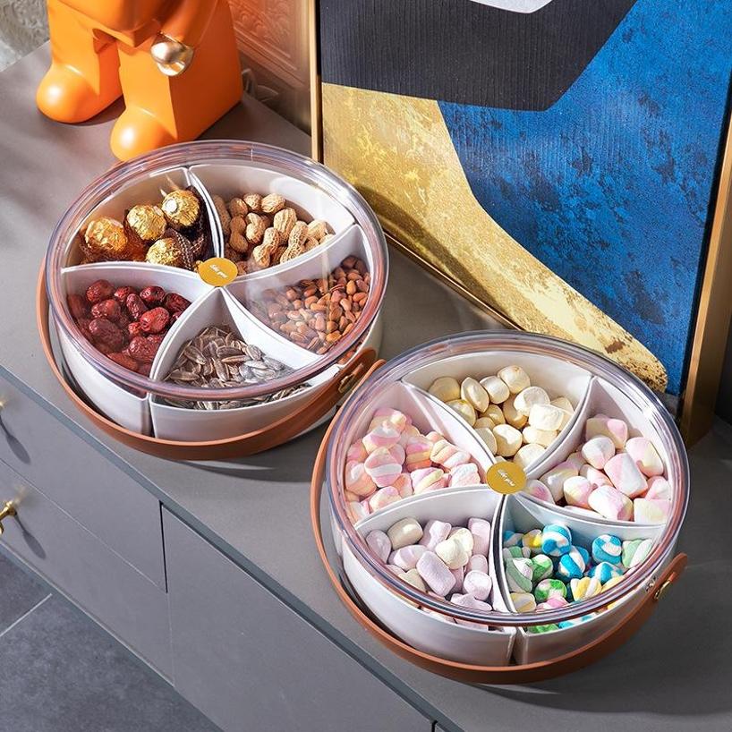 1 Pcs Transparent Portable Simple Dried Fruit Box With Lid Compartmentalized Sealed Snack Candy Box