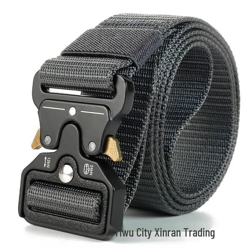 Outdoor Tactical Nylon Belt with Automatic Buckle for Military Training and Workwear