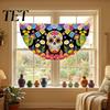 Colorful Cemetery Memorial Flag Day of The Dead Skull Bunting Banner, Marigold Print Fiesta Hanging Flag, Sugar Outdoor Yard Party Decor Floral