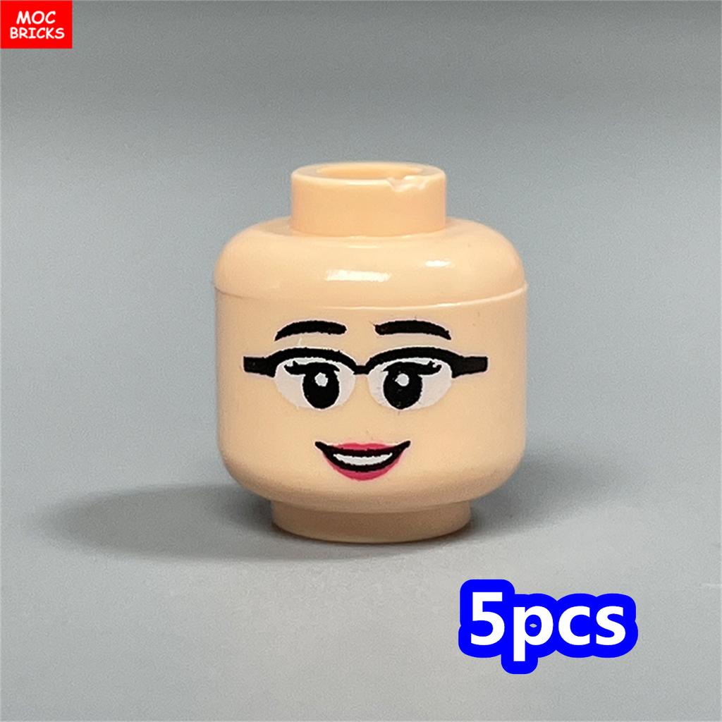MOC Bricks Hollow Flesh Face Expression Head For 4cm Figure DIY Educational Building Blocks Toys For Children Gifts