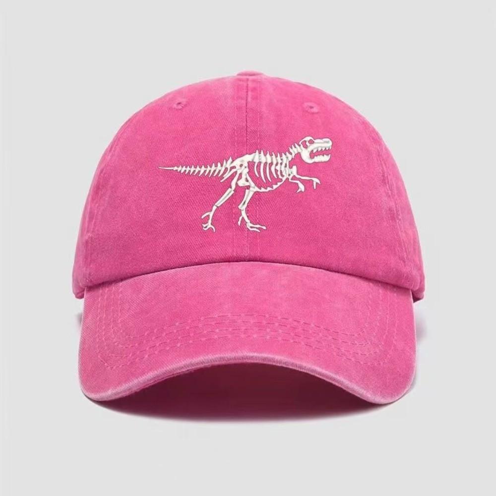 Curved Brim Dinosaur Skeleton Printed Hat Adjustable Dad Hat Baseball Cap  for Men Women
