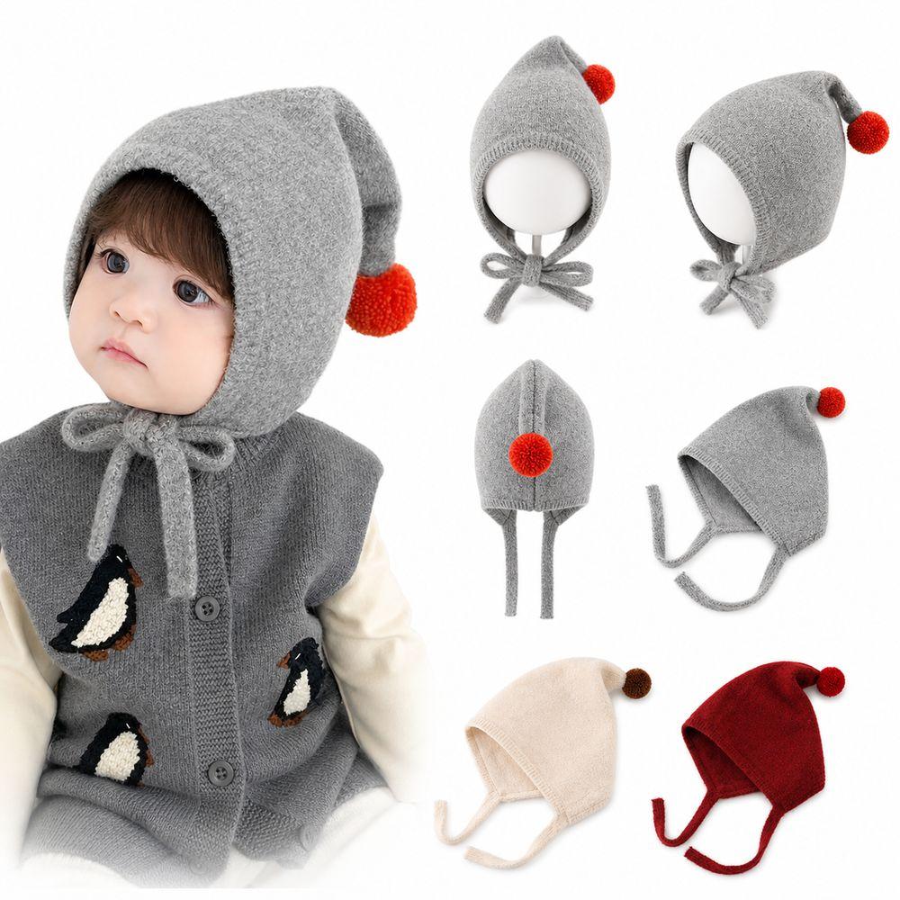Thick Warm Baby Winter Hat Adjustable Tie Straps Pom Pom Bonnet Gifts Toddler Bonnet Baby Girls