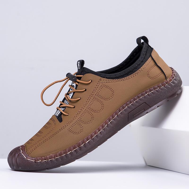 Men's Leather Shoes Trendy Soft-soled Sports Shoes Breathable Casual Shoes a Piece