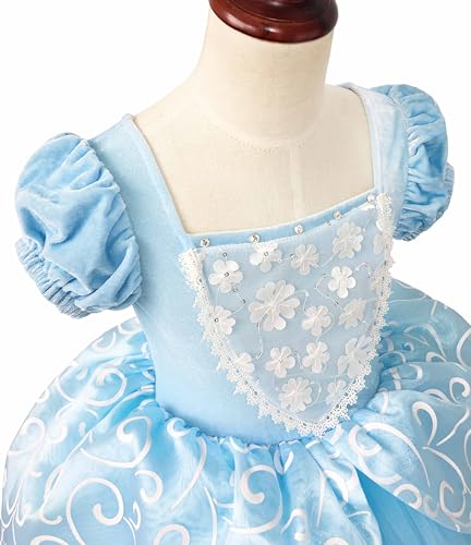 [TYHTYM] Cinderella Dress Kids (Princess Dress + Arm Covers) 2-Piece Set - Cosplay Costume, Fancy Dress, Fluffy Princess Dress, Kids Costume, Perfect