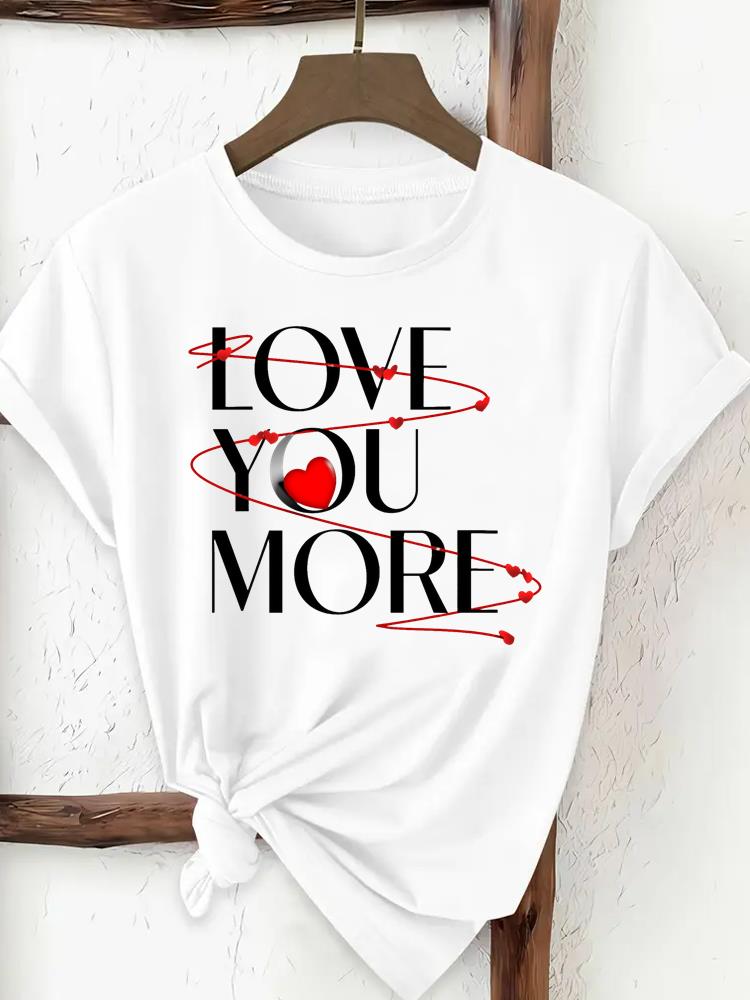 (Asian Size) trend love style Tee Top Woman Print Women Clothing Short Sleeve T Shirt Fashion Female Graphic T-shirts