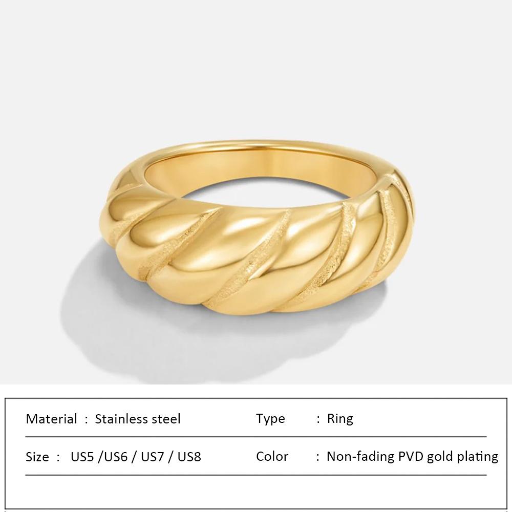 Waterproof Stainless Steel Ring for Women Non-fading Heart Ring Stylish Metal Rings Simple New Jewelry