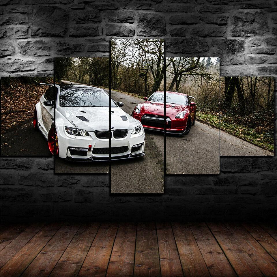 

No Framed Canvas 5 Pieces E92 Nissan GTR R35 Luxury Car Decorative Wall Art Posters Pictures for Living Room Home Decor Painting 20x35 20x45 20x55cm