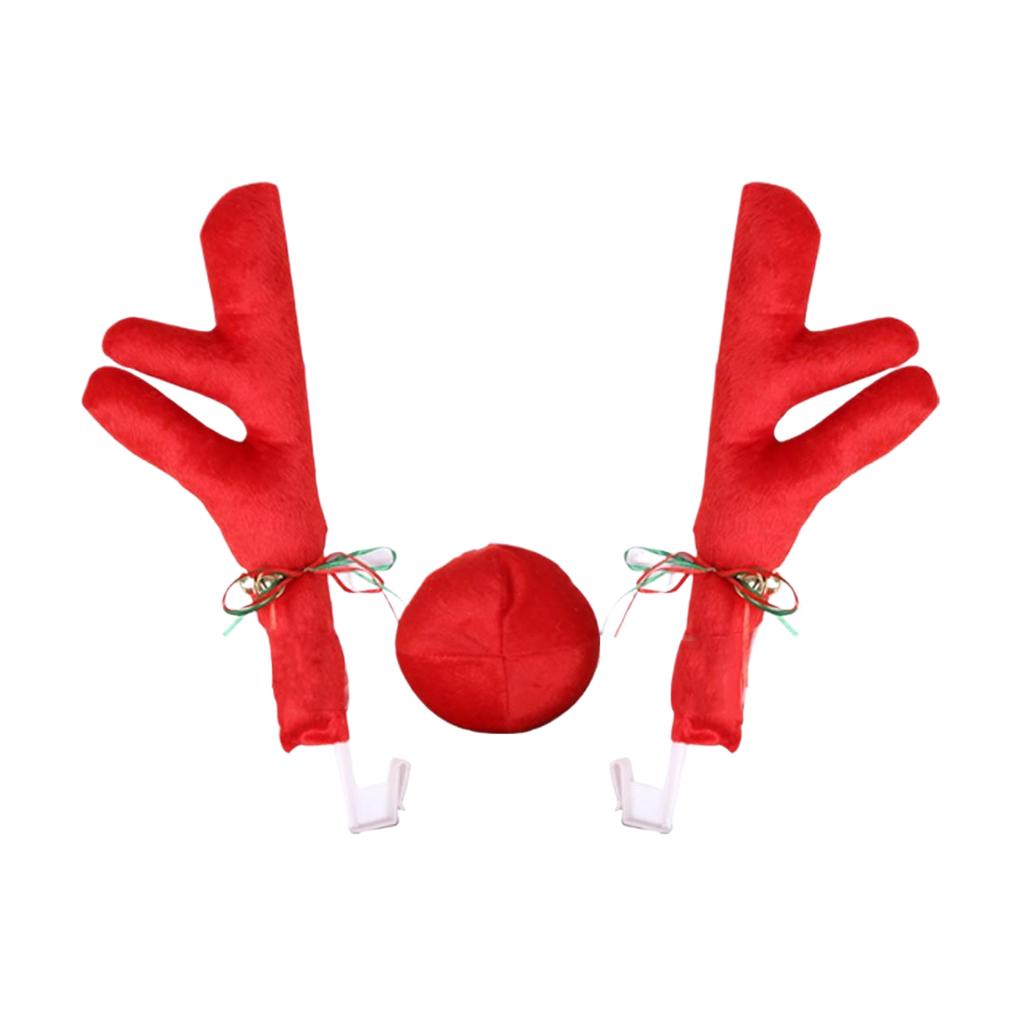 Rudolf Reindeer Antlers Car Horn Set For Christmas Decor Reindeer Antlers With Bell Shaped Ball Cart