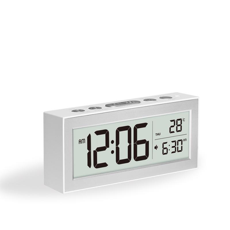 

Digital Desk Clock LCD Retro Alarm Clock for Bedrooms Travel Temperature Display Backlight Calendar Battery Operated белый