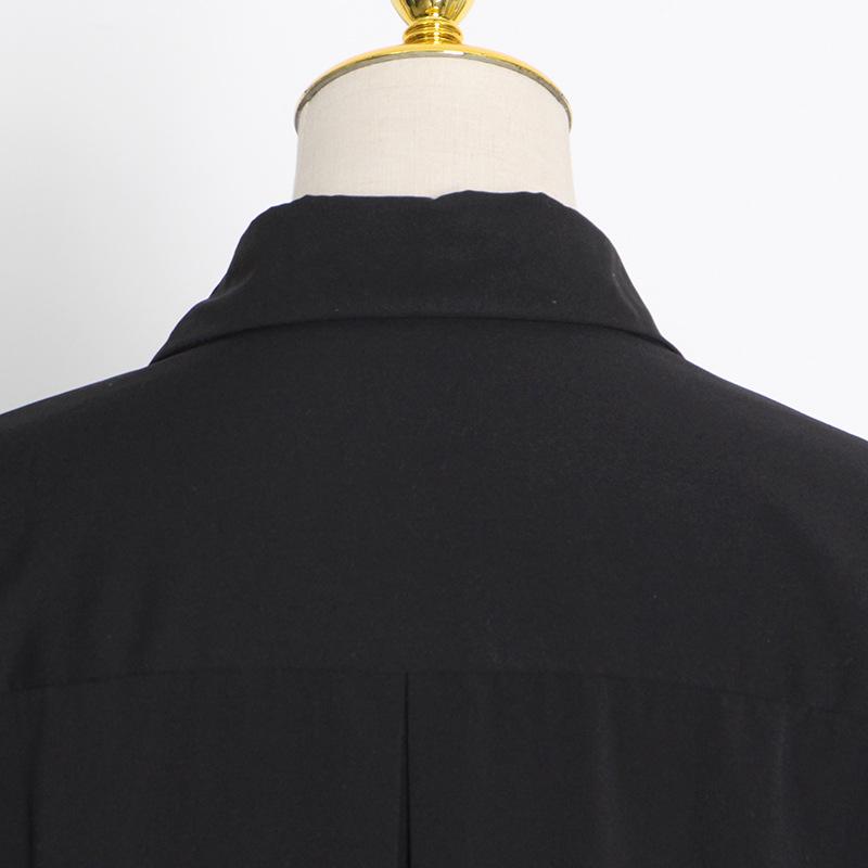 2025 Spring Korean Puff Sleeve Pleated Single-Breasted Loose Commuter Women's Shirt
