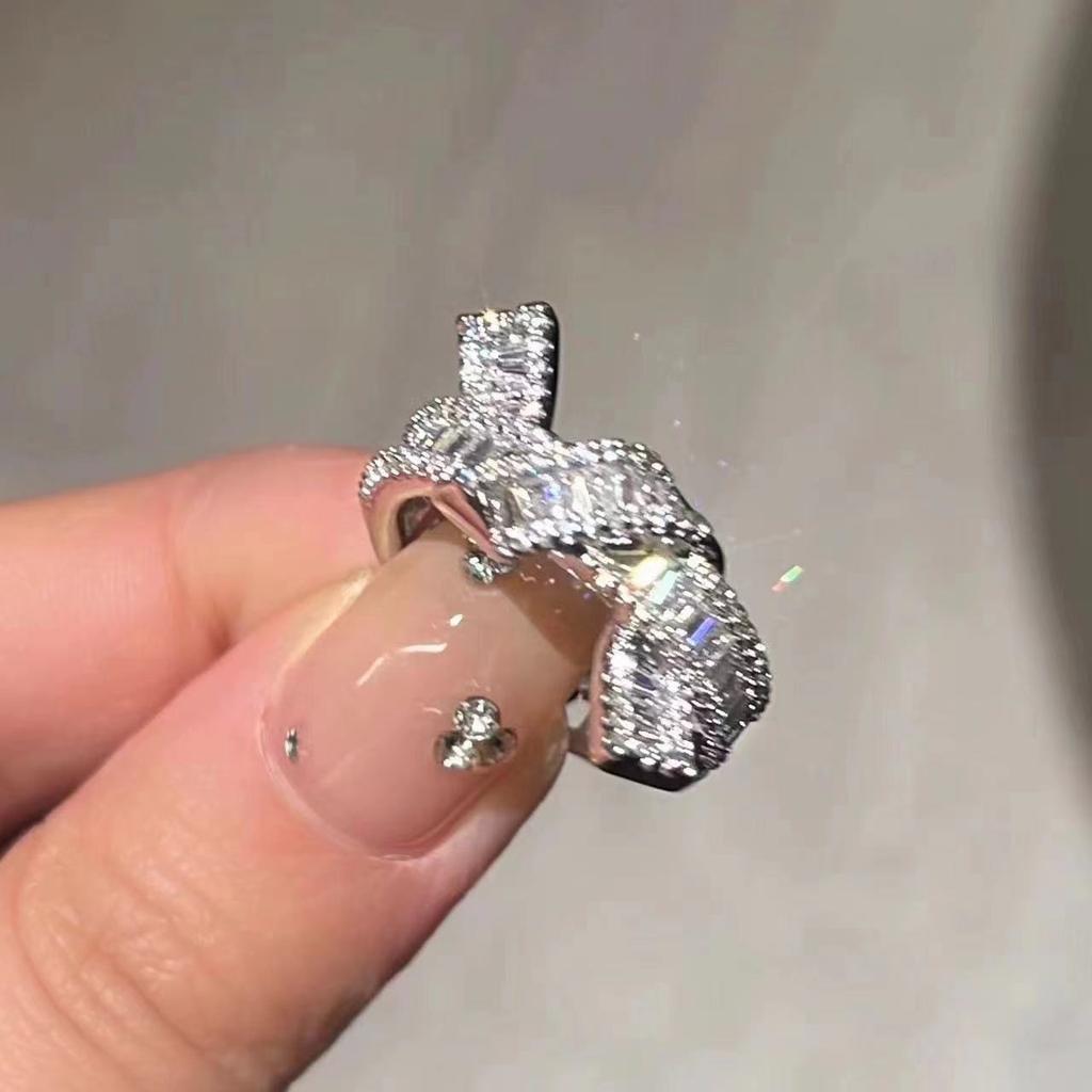 Light luxury fashion high sense pearl zircon copper ring women's design sense retro personality open index finger ring simple