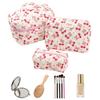 3pcs Cotton Quilted Travel Makeup Bags Large Capacity Toiletry Organizer Bags Makeup Pouch for Women and Girls