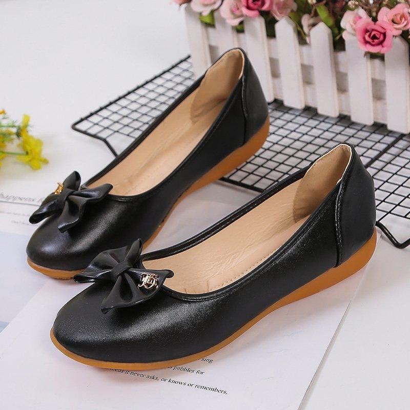 Doudou Shoes Women's 2025 New Shallow Bow Flat Bottom Fashionable and Comfortable Soft Sole Sandals Round Head Versatile Single Shoes Women