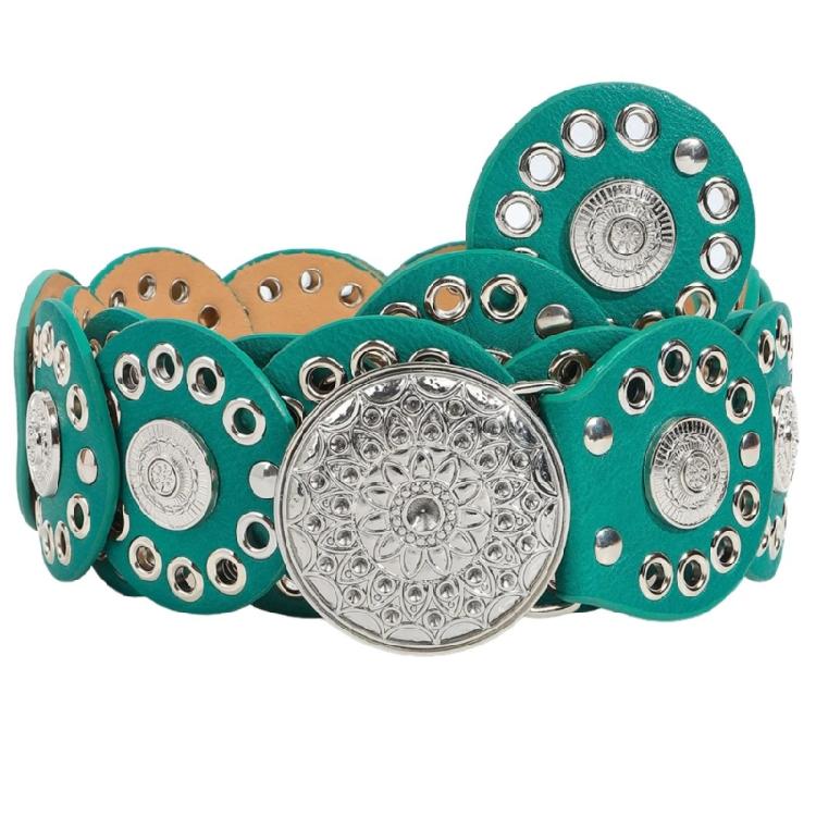 Discs Grommet Belt Punk Waist Belt Unique Buckle for Jeans Dress Unsiex