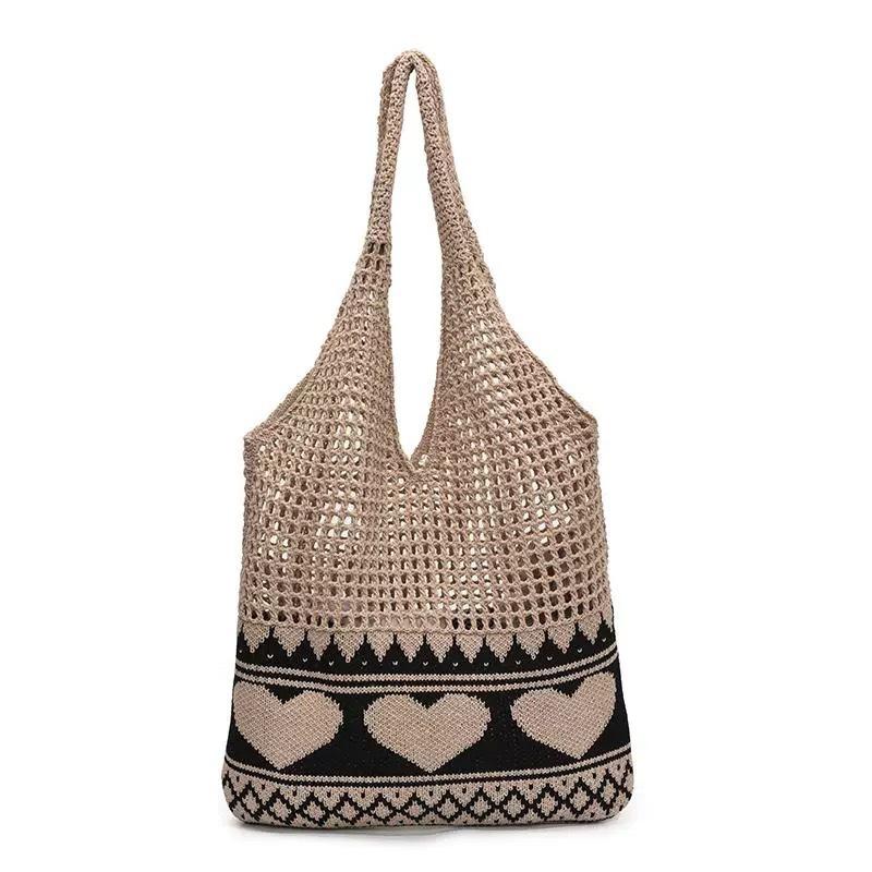 Large capacity tote bag woven bag summer shoulder bag women's hand-woven bag new holiday beach bag