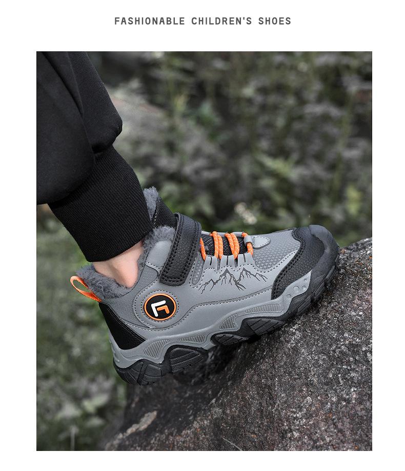 Boys' Fleece-Lined Winter Hiking Shoes – Warm, Non-Slip Sports Footwear for Kids