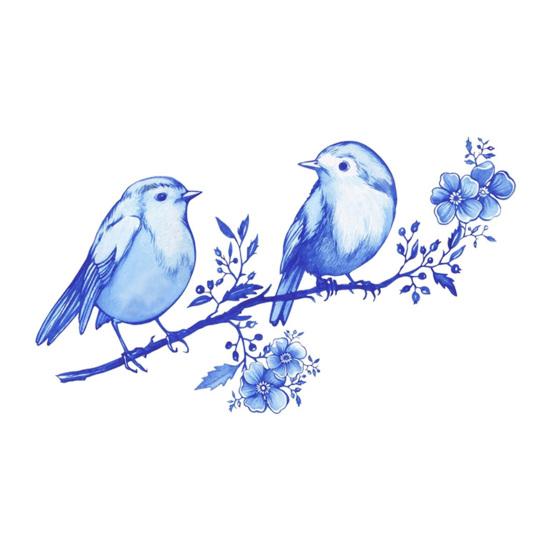 Little Birds on Tree Branches Wall Decal Removable Bird Wall Sticker Peel