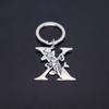 Stainless Steel Alphabet Flower Cutout Keychain Pendant