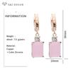Fashion Pink Rectangle Cubic Zirconia Drop Earrings For Womenn Wedding Party Jewelry Rose Gold Color Eardrop