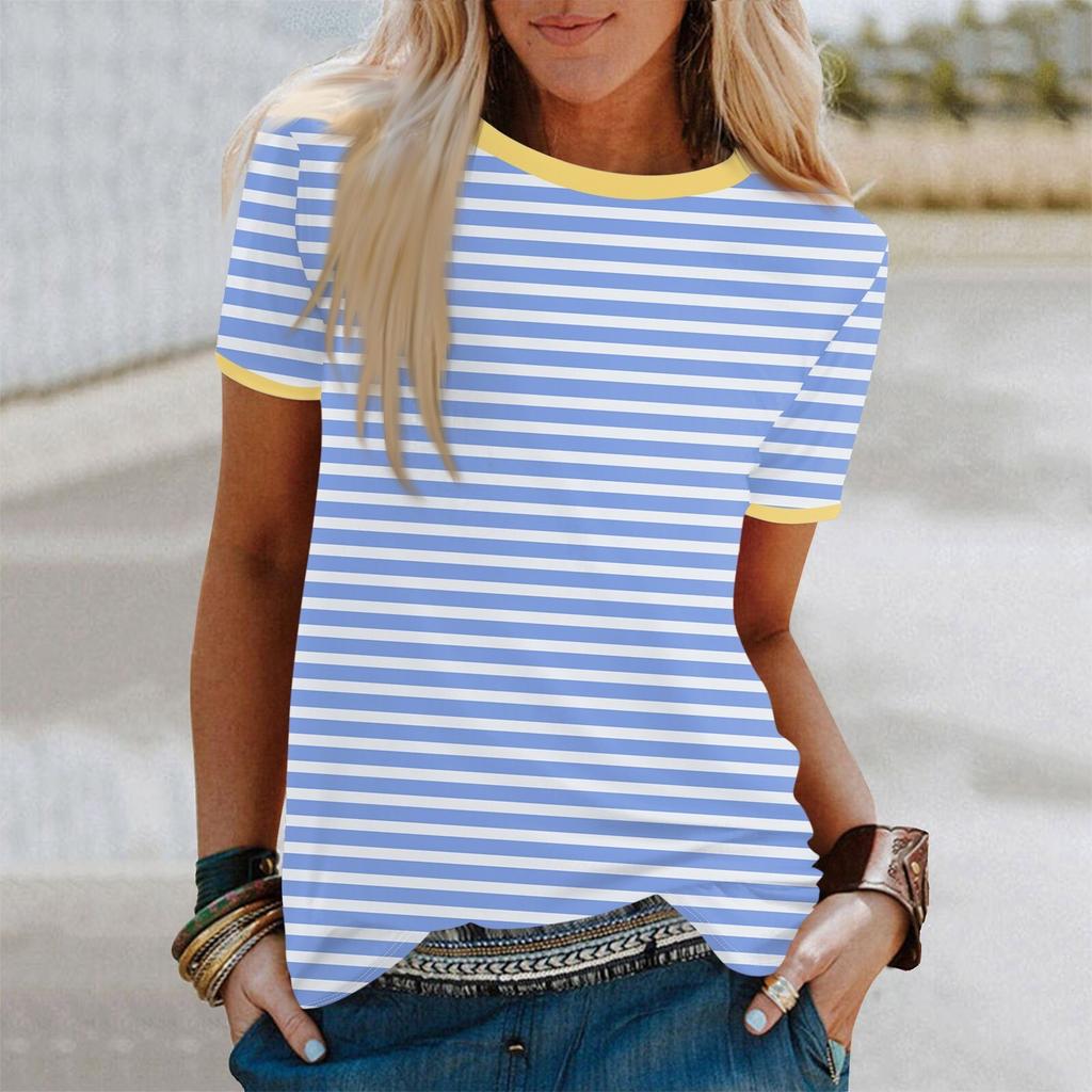 Striped T-Shirt Women Tees 3D Print Short Sleeve Comfortable Sportwear T Shirts