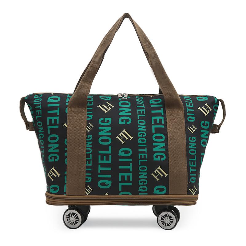 Stylish and personalized design Double-layer expansion portable travel bag with wheels Home moving luggage bag can be set with tie rod